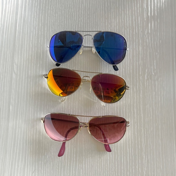 Set of 3 Aviator Sunglasses – Mirrored & Rose Gradient Lenses - Picture 8 of 8